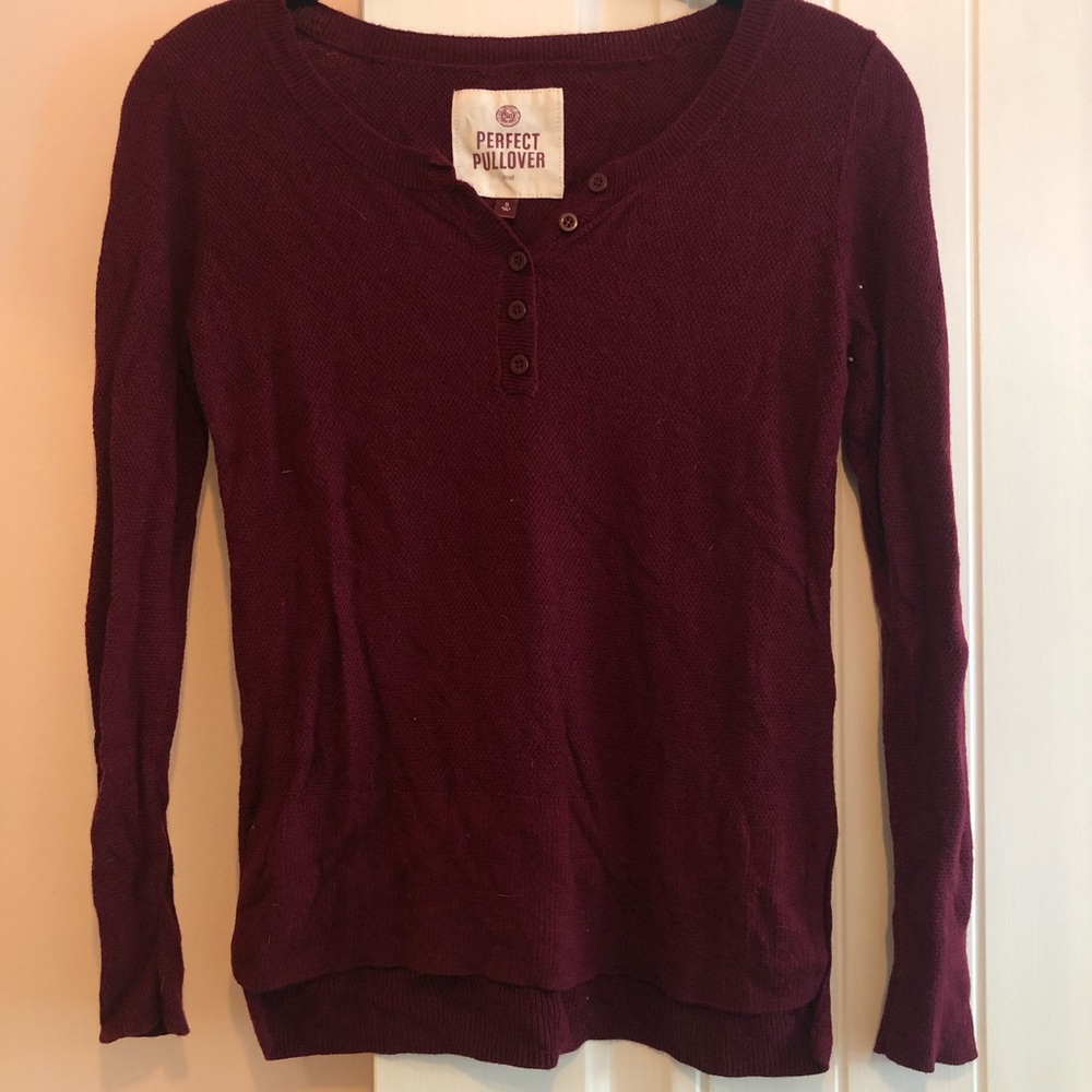 Red sweater with buttons